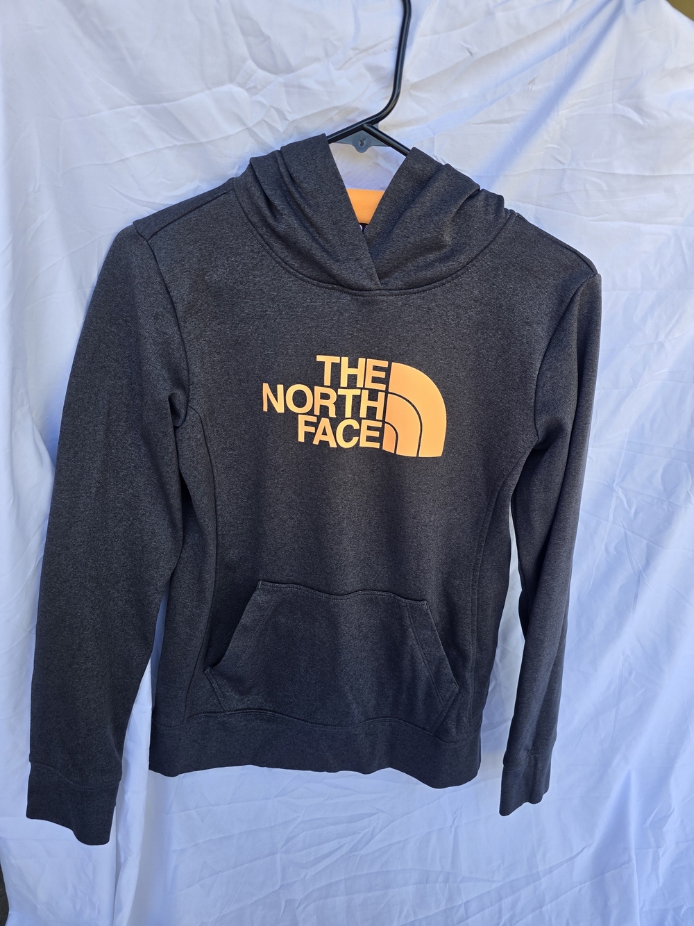 The North Face Women's Small Gray Performance Hoodie Orange Lined Pullover